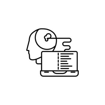 Smart robot artificial intelligence concept line vector icon