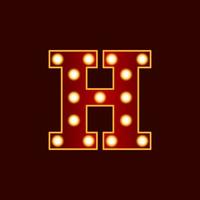 H, alphabet letter with bulb vector icon