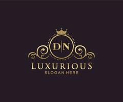 Initial DN Letter Royal Luxury Logo template in vector art for Restaurant, Royalty, Boutique, Cafe, Hotel, Heraldic, Jewelry, Fashion and other vector illustration.