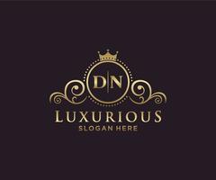 Initial DN Letter Royal Luxury Logo template in vector art for Restaurant, Royalty, Boutique, Cafe, Hotel, Heraldic, Jewelry, Fashion and other vector illustration.