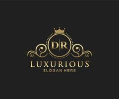 Initial DR Letter Royal Luxury Logo template in vector art for Restaurant, Royalty, Boutique, Cafe, Hotel, Heraldic, Jewelry, Fashion and other vector illustration.