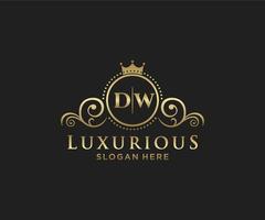 Initial DW Letter Royal Luxury Logo template in vector art for Restaurant, Royalty, Boutique, Cafe, Hotel, Heraldic, Jewelry, Fashion and other vector illustration.