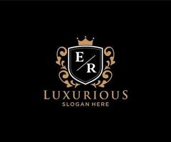 Initial ER Letter Royal Luxury Logo template in vector art for Restaurant, Royalty, Boutique, Cafe, Hotel, Heraldic, Jewelry, Fashion and other vector illustration.