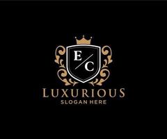 Initial EC Letter Royal Luxury Logo template in vector art for Restaurant, Royalty, Boutique, Cafe, Hotel, Heraldic, Jewelry, Fashion and other vector illustration.