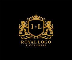 Initial IL Letter Lion Royal Luxury Logo template in vector art for Restaurant, Royalty, Boutique, Cafe, Hotel, Heraldic, Jewelry, Fashion and other vector illustration.