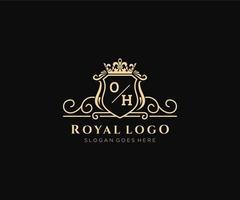 Initial OH Letter Luxurious Brand Logo Template, for Restaurant, Royalty, Boutique, Cafe, Hotel, Heraldic, Jewelry, Fashion and other vector illustration.