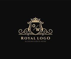 Initial OW Letter Luxurious Brand Logo Template, for Restaurant, Royalty, Boutique, Cafe, Hotel, Heraldic, Jewelry, Fashion and other vector illustration.