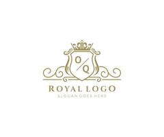 Initial OQ Letter Luxurious Brand Logo Template, for Restaurant, Royalty, Boutique, Cafe, Hotel, Heraldic, Jewelry, Fashion and other vector illustration.