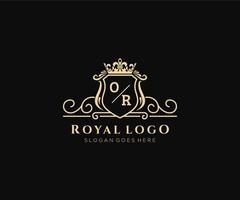 Initial OR Letter Luxurious Brand Logo Template, for Restaurant, Royalty, Boutique, Cafe, Hotel, Heraldic, Jewelry, Fashion and other vector illustration.