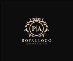 inicial Pensilvania letra lujoso marca logo plantilla, para restaurante, realeza, boutique, cafetería, hotel, heráldico, joyas, Moda y otro vector ilustración.