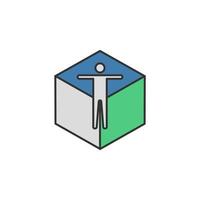 3d virtual reality colored vector icon