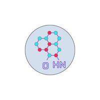 Biotechnology, atom, molecule in badge vector icon