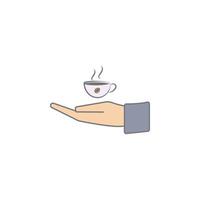 serve cup of coffee colored vector icon