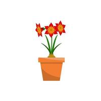 Spring colorful flowers in pots vector icon