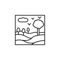 field and trees outline vector icon