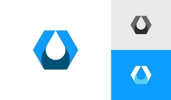 Water drop or oil drop logo with 3D hexagon vector