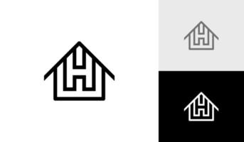 Letter WH or HW monogram with house shape logo design vector