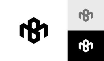 Letter MB or BM initial hexagon monogram logo design vector