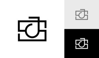 Letter SJ initial monogram with camera shape logo design vector for photography company
