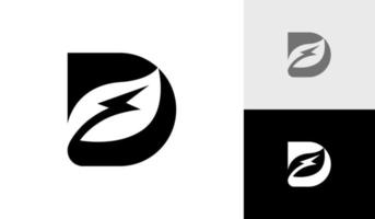 Letter D initial monogram with thunderbolt leaf logo design vector