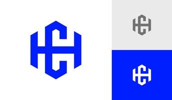 Letter CH or HC hexagon monogram logo design vector