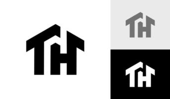 Letter TH initial monogram with house shape logo design vector