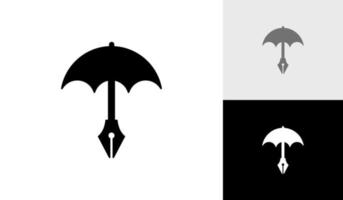 Umbrella with pen logo design for book publisher company vector