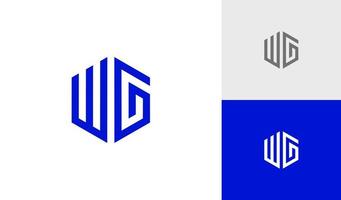 Letter WG hexagon logo design vector