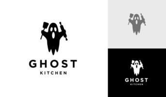 Ghost kitchen logo design vector icon illustration