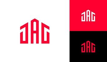 Letter JAG with house shape logo design vector