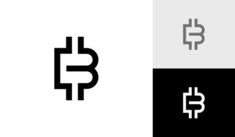 Letter B with currency symbol or bitcoin icon logo design vector