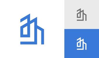 Building logo with letter AJH monogram logo design vector