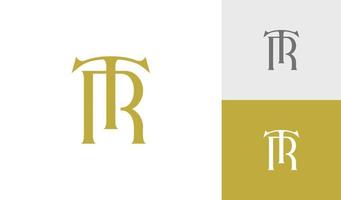 Classic and vintage letter TR monogram logo design vector