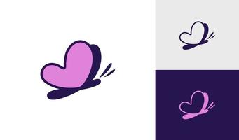 femenino mariposa logo con corazón forma vector