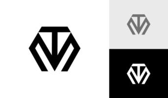 Letter TM or MT hexagon monogram logo design vector
