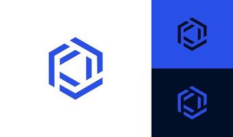 Abstract and modern hexagon logo with letter f vector