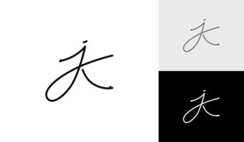 escritura a mano o firma letra jk monograma logo diseño vector