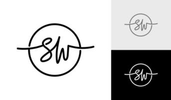 Signature letter SW monogram logo design vector