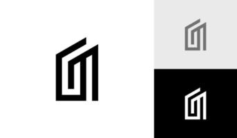 Letter GM initial monogram with bulding shape logo design vector