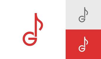 Letter G and music note logo design vector