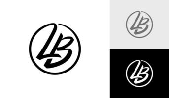 escritura a mano letra lb monograma logo diseño vector