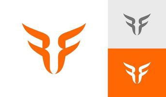 Letter RF monogram with horn or wings logo design vector