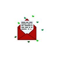 Letter, heart, mail color vector icon