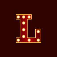 L, alphabet letter with bulb vector icon