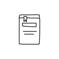 book with a bookmark sketch vector icon