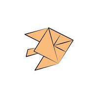 fish moon colored origami style vector icon