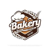 Bakery logo design vector with hexagonal badge, best for bread shop, food store logo emblem template