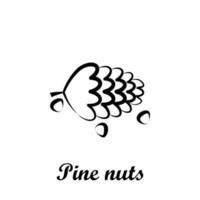 Crustaceans, fruit, pine nuts vector icon