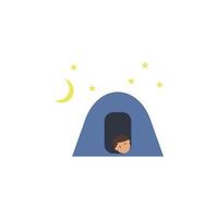 Camping, man cartoon vector icon