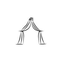wedding curtains sketch vector icon